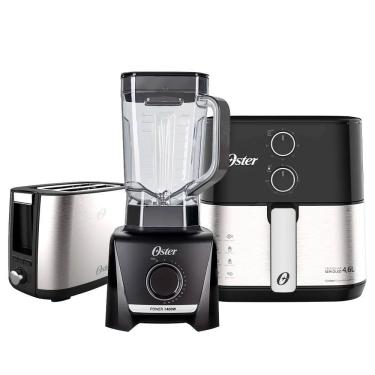Imagem de Kit Black Inox Oster - Fritadeira - Liquidificador – Torradeira
