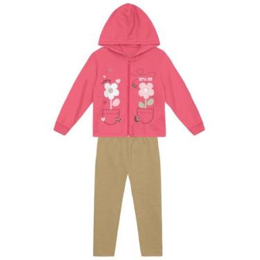 Imagem de Conjunto infantil menina de flores com glitter Brandili, 10, Vermelho