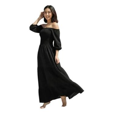 Imagem de Vestido Longo Lastex Ciganinha Para Festa, Praia E Eventos - Dinéia Ci