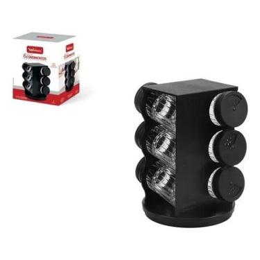 Imagem de Porta Temperos Giratório 6 Potes Vidro - 21765, 80 ml