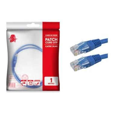 Imagem de Cabo de rede patch cord cat5e utp  1 metro azul 5+