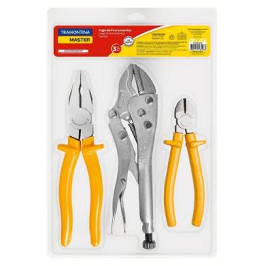 Imagem de Kit Alicates Tramontina MASTER 3 Peças - Pressão 10", Universal 8" e D