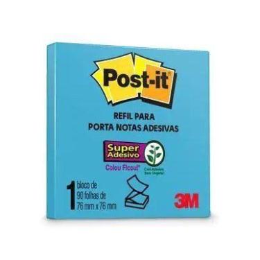 Imagem de Bloco Adesivo Post-It Refil 76x76 Com 96 Folhas AZUL CÉU - 3M, Azul Cé