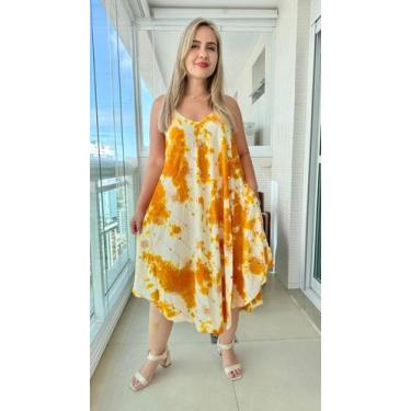 Imagem de Vestido Indiano Boho Chic Trapézio Plus Size Bordado c/ Bolsos Cod 02 