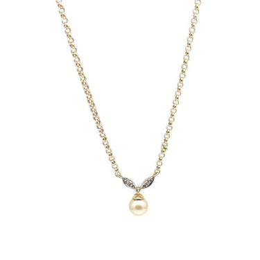 Imagem de Colar Pérola Natural com Diamantes em Ouro 18k - 09606 K320 - Usa Joia