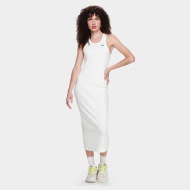 Imagem de Vestido Tubinho Lacoste Canelado Casual Feminino, Branco, G