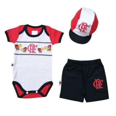 Imagem de Conjunto Bebê Flamengo Body Shorts e Boné Oficial - Revedor, P