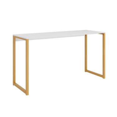 Imagem de Mesa Escrivaninha Industrial Desk 90 Color Quarto Escritório Branco Dourado