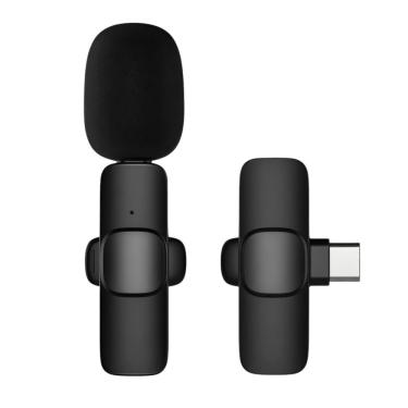 Imagem de Microfone de Lapela sem Fio Usb C com Espuma Antivento para Celular e Gravações Profiss...