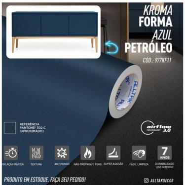 Imagem de Adesivo Vinílico Lavável Azul Petróleo Para Móveis 4mtsx61cm - ALLTAK 