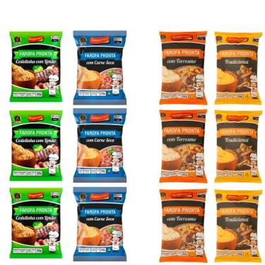 Imagem de 12 Farofa de Mandioca Temperada Sabores Diversos Completo Original Tem