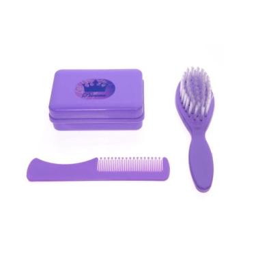 Imagem de Kit Higiene Bebê Banho Escova  Pente e Saboneteira Azul  - Murano