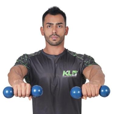 Imagem de Halter Kl Master Fitness para Academia Emborrachado 2 Kg, Azul
