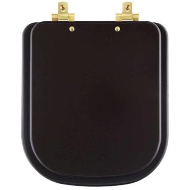 Imagem de Assento Sanitário MDF Soft Close Quadra Marrom Fosco para Vaso Deca co
