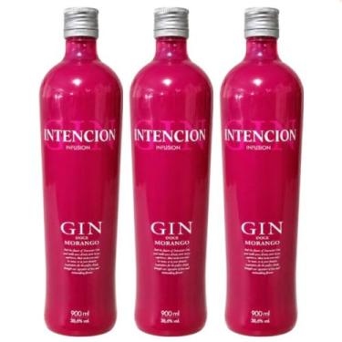 Imagem de Kit 3 Gin Doce Morango Intencion Infusion 900ml
