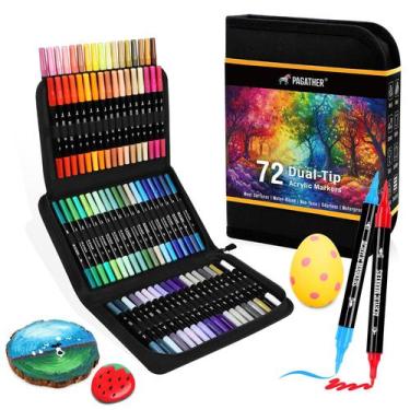 Imagem de Marcadores de tinta acrílica Pagather 72 cores Dual Tip