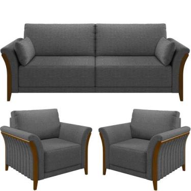 Imagem de Kit Sofá 02 Lugares Sala Estar 162cm Com 02 Poltronas Stefan Pés Madei