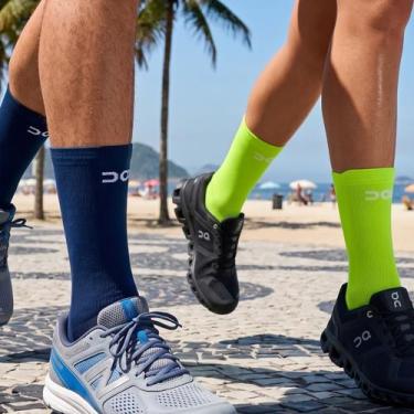 Imagem de Kit 2 Meias corrida meia run esportiva cano alto respirável, meia alta