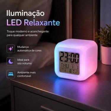 Imagem de Relógio Mini Digital Led Despertador Com Data Hora Mesa - Top Rio
