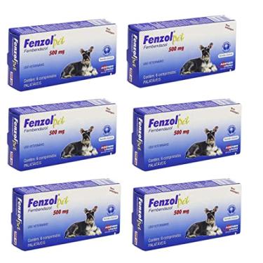 Imagem de 6 Unidades Fenzol Pet 500mg Vermífugo Cães C/ 6 Comp. Agener
