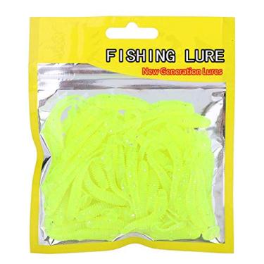 Imagem de Iscas de pesca fluorescentes, 50 peças iscas de pesca macias de 5 cm, isca de pesca de plástico, cauda em T, iscas de minhoca para peixes, acessório 9 cores (verde)