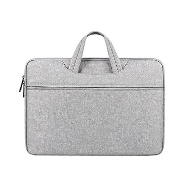 Imagem de Bolsa de transporte para notebook, serve para notebook e tablet de 15,6 polegadas, design elegante, tecido durável e impermeável fino cinza