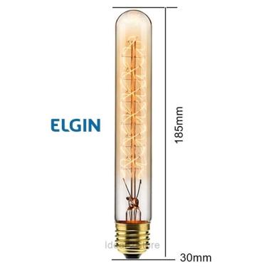 Imagem de Lâmpada T30 Filamento Carbono 40W 110V Elgin 2000K Âmbar