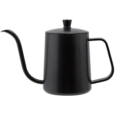 Imagem de AISAMEFE Chaleira para cafeteira de aço inoxidável, máquina de café de 350 ml/600 ml, máquina de café preta para despejar, máquina de café de prata derramada, boca longa fina gotejamento para café de boca longa (350 ml, preto)
