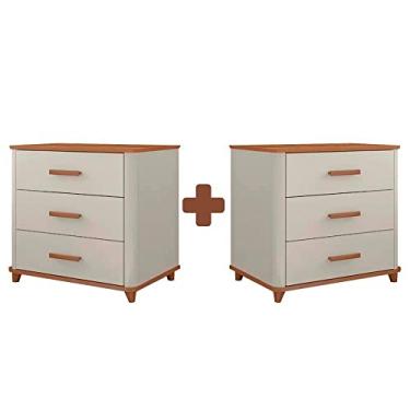 Imagem de Kit 2 Mesas De Cabeceira 3 Gavetas Freijó Off White Maitê Fabri Móveis