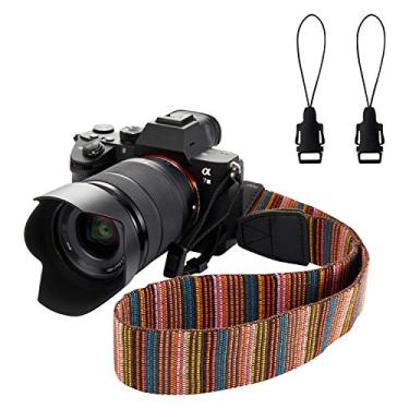 Imagem de WANBY Alça de câmera de lona multicolorida para pescoço e ombro com fivelas de liberação rápida para DSLR SLR, Multicor, Multicolor