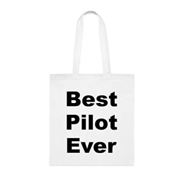 Imagem de Bolsa Pilot Tote Bag, Best Pilot Ever Tote Bag, presente piloto, presente para piloto, bolsa de ombro piloto, bolsas reutilizáveis piloto, ideia de de Natal, Branco