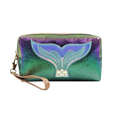 Imagem de Bolsa de cosméticos holográfica para viagem, organizador de artigos de higiene, bolsa de armazenamento de sereia, bolsa de maquiagem, estojo de transporte, Roxa, one size