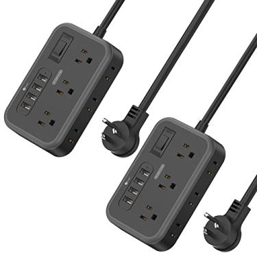 Imagem de 2 - Pacote com 6 saídas (2 lados) e 4 USB, cabo de extensão de plugue plano NTONPOWER de 5 pés, proteção contra sobrecarga, montagem na parede, estação de carregamento tamanho compacto para mesa de escritório, mesa de cabeceira e viagem