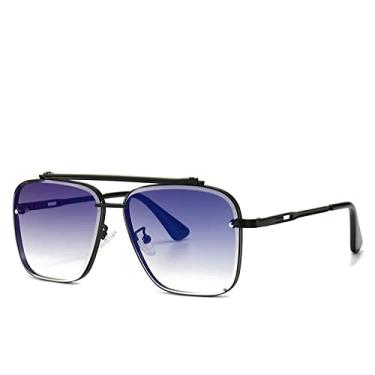 Imagem de Óculos de sol de moda estilo clássico gradiente masculino cool design vintage óculos de sol oculos de sol,c4 preto azul escuro,c