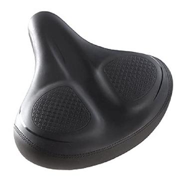 Imagem de QWERTYUI Assento de bicicleta de tamanho grande, confortável, espuma de memória, acolchoado e macio, assento de bicicleta com absorção de choque, respirável à prova d'água, para exercícios e bicicletas de montanha ao ar livre, preto, tamanho único