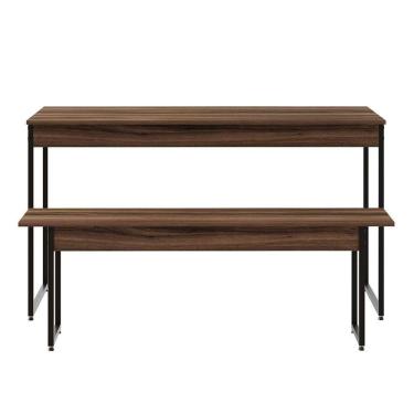 Imagem de conjunto de mesa de jantar com banco studio nogal e preto