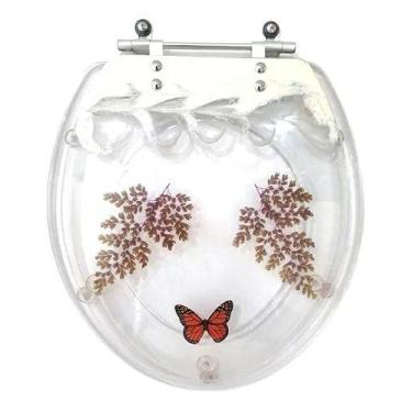 Imagem de Tampa De Vaso Acrilico Decorada Branca Para Todas As Louças