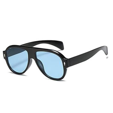 Imagem de Retro Punk Homens Piloto Óculos de Sol Moda Rebites Decoração Gradiente Óculos Óculos UV400 Mulheres Tendência Roxo Óculos de Sol, Preto Azul, A
