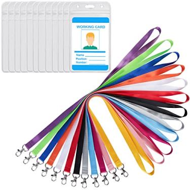 Imagem de YOUOWO Cordões com porta-crachás de identificação, vertical, pacote com 12, cordão multicolorido, para chaves, mulheres, professores, homens
