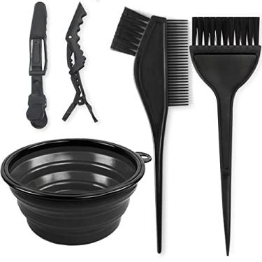 Imagem de Yexixsr Kit profissional de tingimento de cabelo para salão de beleza, conjunto de pincéis de tintura e tigela de mistura, pente angular e clipes