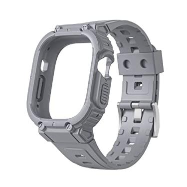 Imagem de KGFCE Para Apple Watch Band Ultra 49mm Capa Protetora TPU Pulseira de Silicone para iWatch Series 8 7SE654 41/45/40/44mm Band (Cor: Cinza, Tamanho: 40 mm)