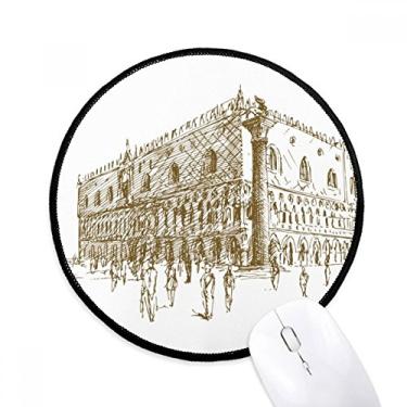 Imagem de DIYthinker Architecture Landmark Sketch Landscape Mouse Pad Desktop Office Tapete Redondo para Computador