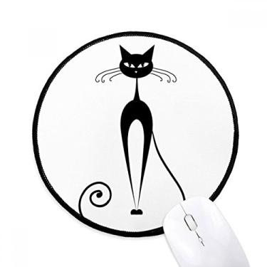 Imagem de DIYthinker Tapete de mouse elegante preto amante de gatos arte animal tapete redondo para computador