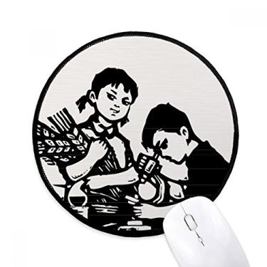 Imagem de DIYthinker Menino menina trigo microscópio patriotismo mousepad desktop escritório tapete redondo para computador