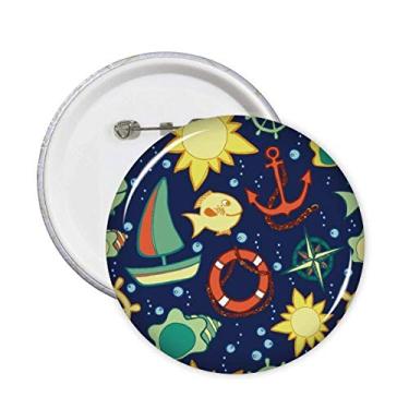 Imagem de Navegação barco peixe colorido oceano pinos emblema botão decoração acessório 5 peças