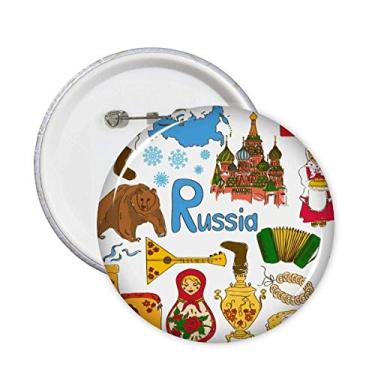 Imagem de Broche de bandeira nacional de animais da Rússia Landscap com emblema de botão, 5 peças