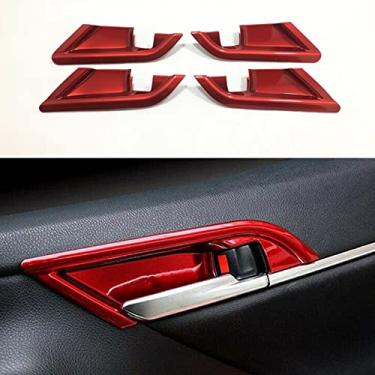 Imagem de Xodouhi Acessórios interiores de carro 4 peças capa de decoração de maçaneta da porta interna apto para Toyota Camry 2018 2019 2020 2021 2022 guarnição da moldura da tigela da porta (vermelho)