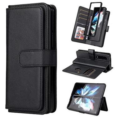 Imagem de Capa protetora de cartão de couro flip retrô para Galaxy Z Fold 3 5G 10 para Samsung Z Fold3 S22 S21 Capa protetora, preta, para Samsung Z Fold 3