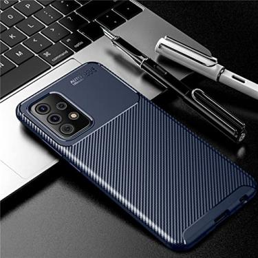 Imagem de Capa de telefone para Samsung A52S A72 A73 A33 A53 A13 5G Textura de fibra de carbono Capa traseira à prova de choque para Galaxy A12 A22 A82 A32, azul, para Samsung A22