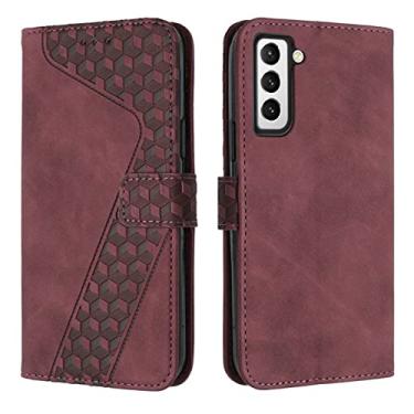 Imagem de Capa de couro flip para Samsung Galaxy S22 S21 S20 FE S10 S9 S8 Plus Ultra S7 Carteira Slot para cartões Bolsa para telefone Capa antichoque, vinho tinto, para Galaxy S21 Plus